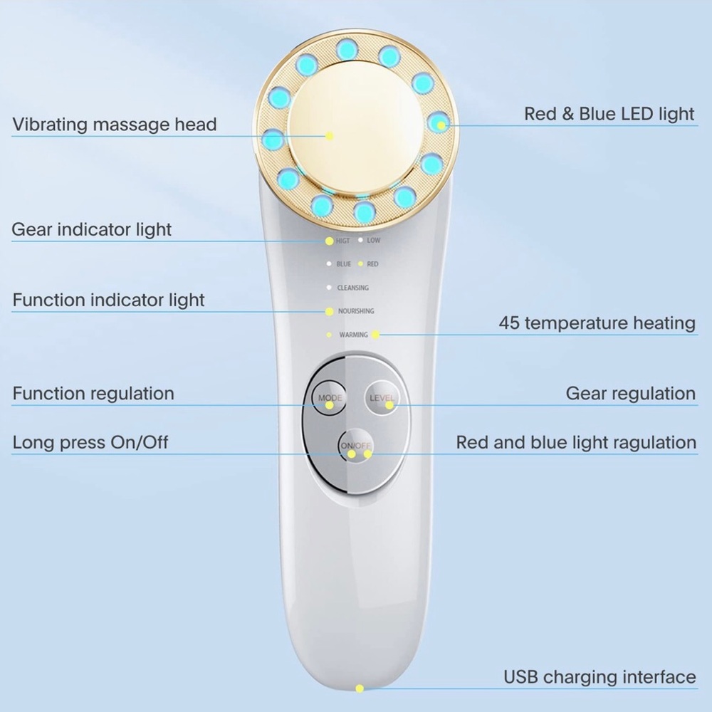Cleansing Optical Rejuvenation Device. 7 in 1 Face Massager